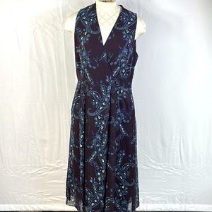 Cabi Paisley Lined Maxi Dress Size 8 Purple and Blue Sleeveless Like New…